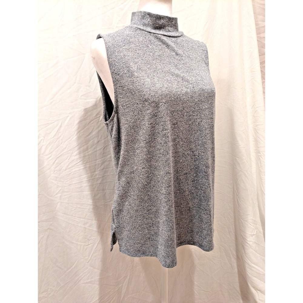 Halston Womens Sleeveless High/Mock Neck Top Sz: L Gray Rayon,Spandex,Poly Blend